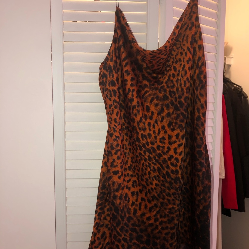 Leopard print slip dress